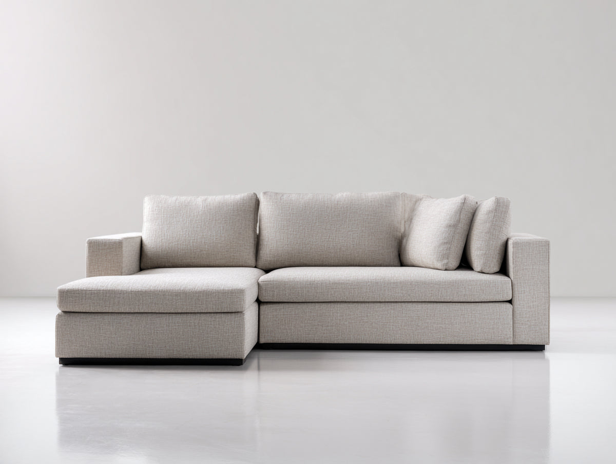 Canapé d'angle - Tissu - 283x163x83 cm - Beige grège - Moderne épuré