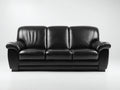 Canapé 3 places - Cuir - 216 x 93 x 91 cm - Noir - Style classique confortable