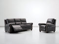 Ensemble de canapés - Cuir - 216x99x103 cm - Gris anthracite - Style classique avec fonction inclinable manuelle
