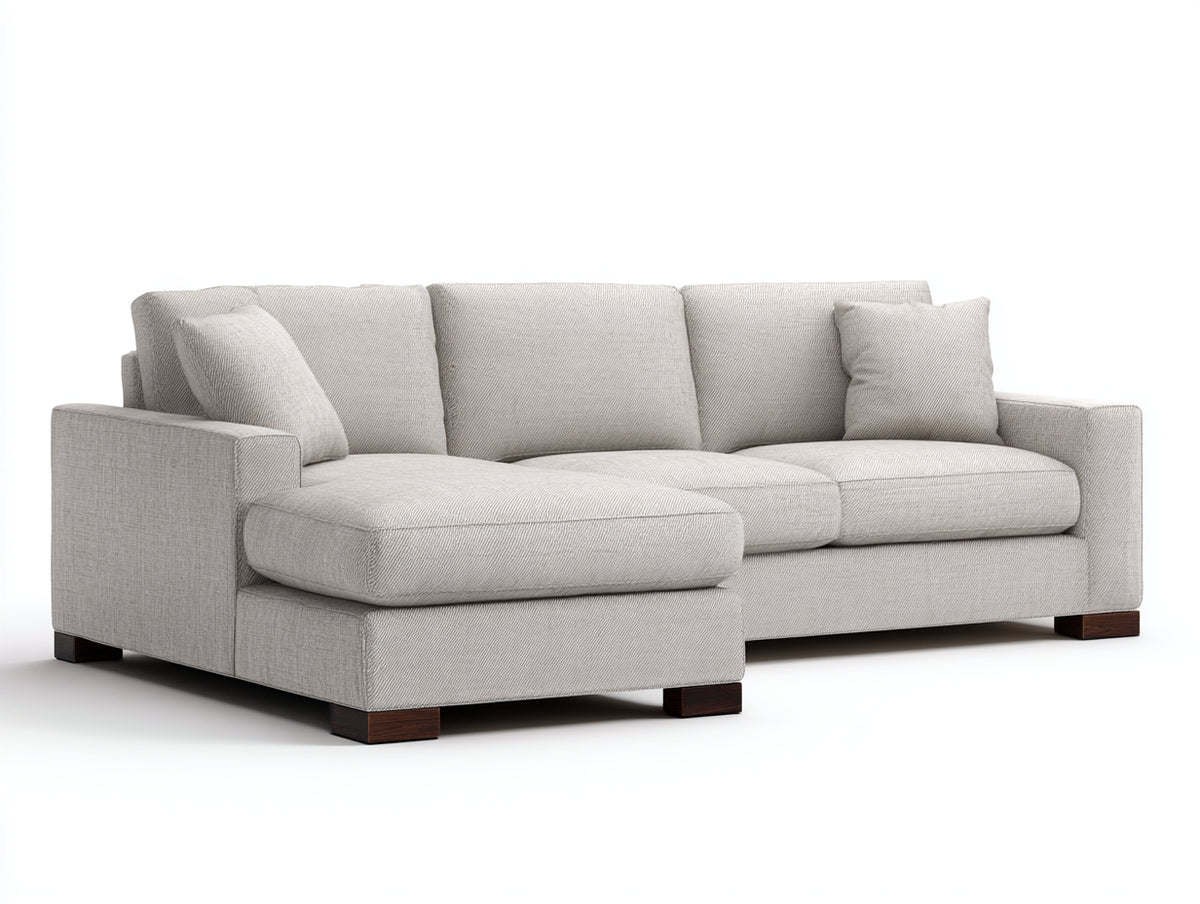 Canapé d'angle - Tissu - 282x162x83 cm - Beige clair - Contemporain chaleureux
