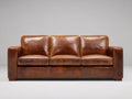 Canapé 3 places - Cuir - 215 x 94 x 87 cm - Marron cognac - Style contemporain vintage