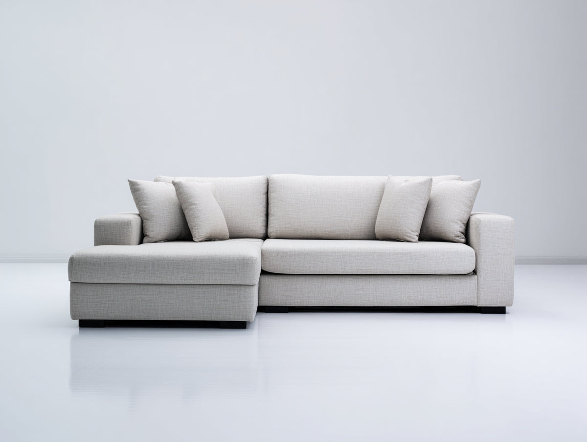 Canapé d'angle - Tissu - 279x161x83 cm - Beige grisé - Minimaliste