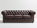 Canapé 3 places - Cuir - 229 x 101 x 78 cm - Marron foncé - Style Chesterfield classique