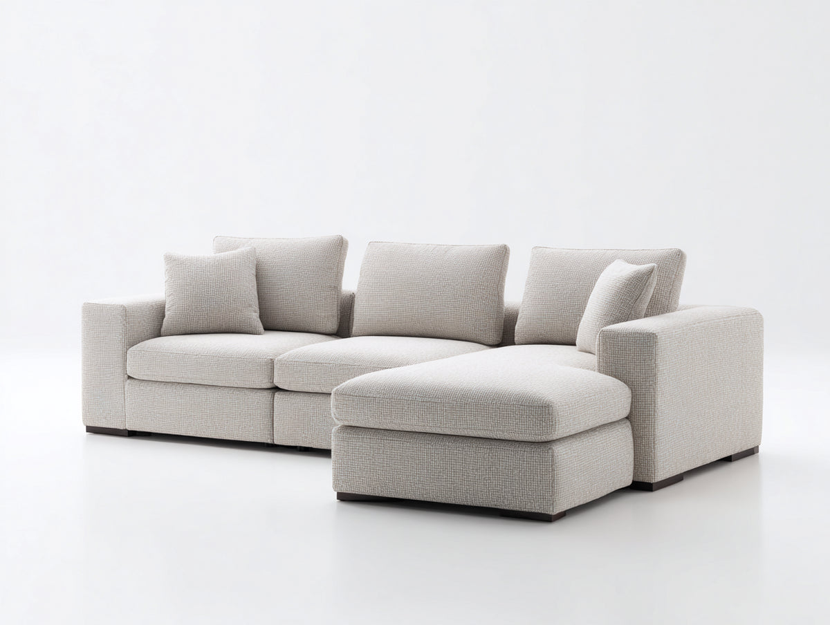 Canapé d'angle - Tissu - 287x165x86 cm - Beige clair - Moderne chaleureux