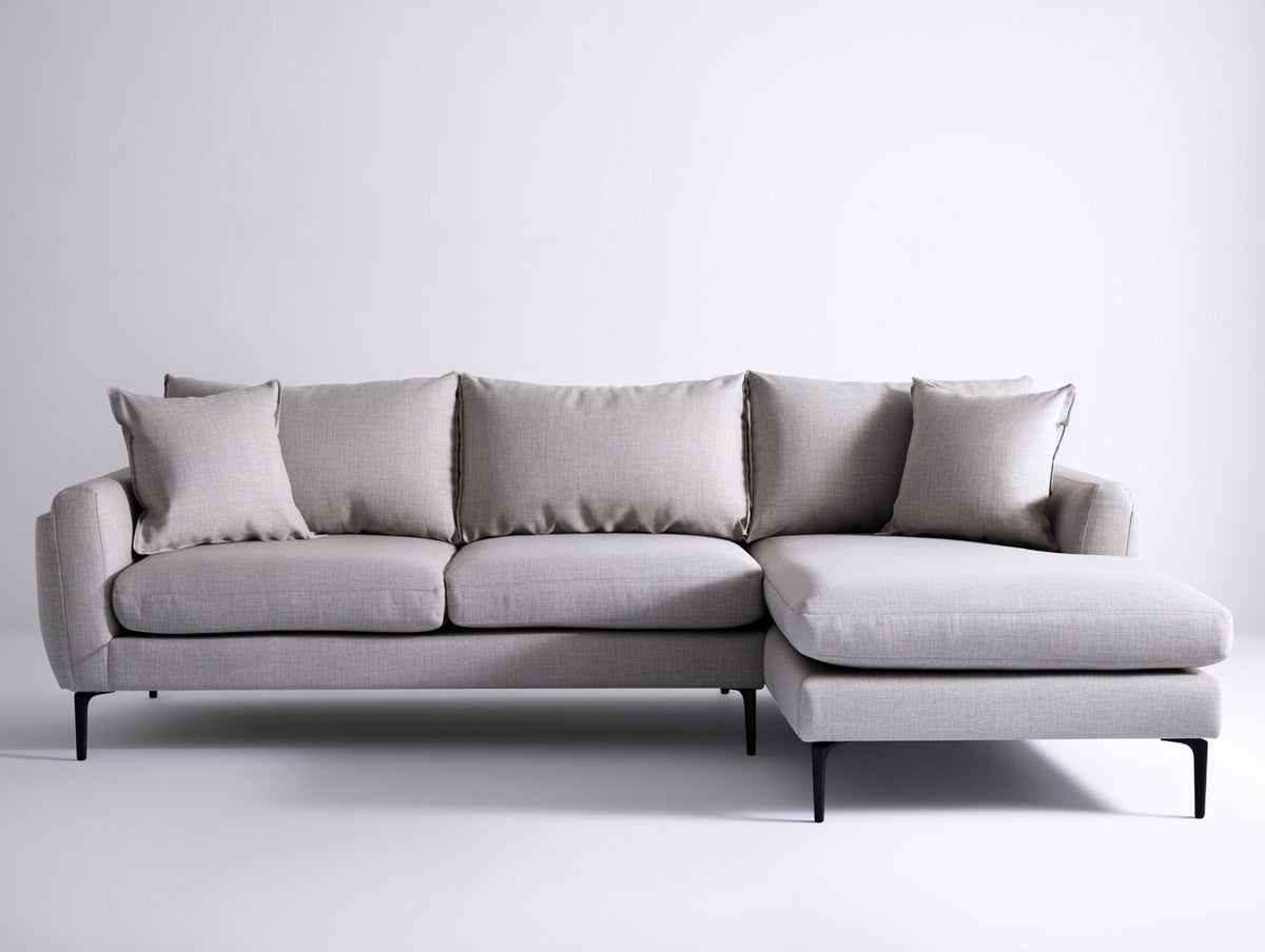 Canapé d'angle - Tissu - 278x162x85 cm - Gris perle - Moderne
