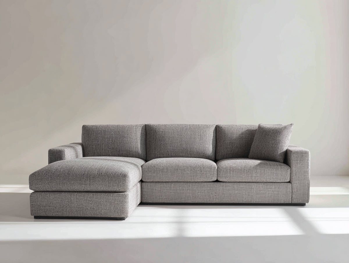 Canapé d'angle - Tissu - 271x158x82 cm - Gris moyen - Minimaliste