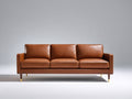 Canapé 3 places - Cuir - 224 x 94 x 84 cm - Marron caramel - Style contemporain raffiné