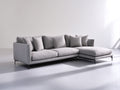 Canapé d'angle - Tissu - 284x164x83 cm - Gris clair - Contemporain