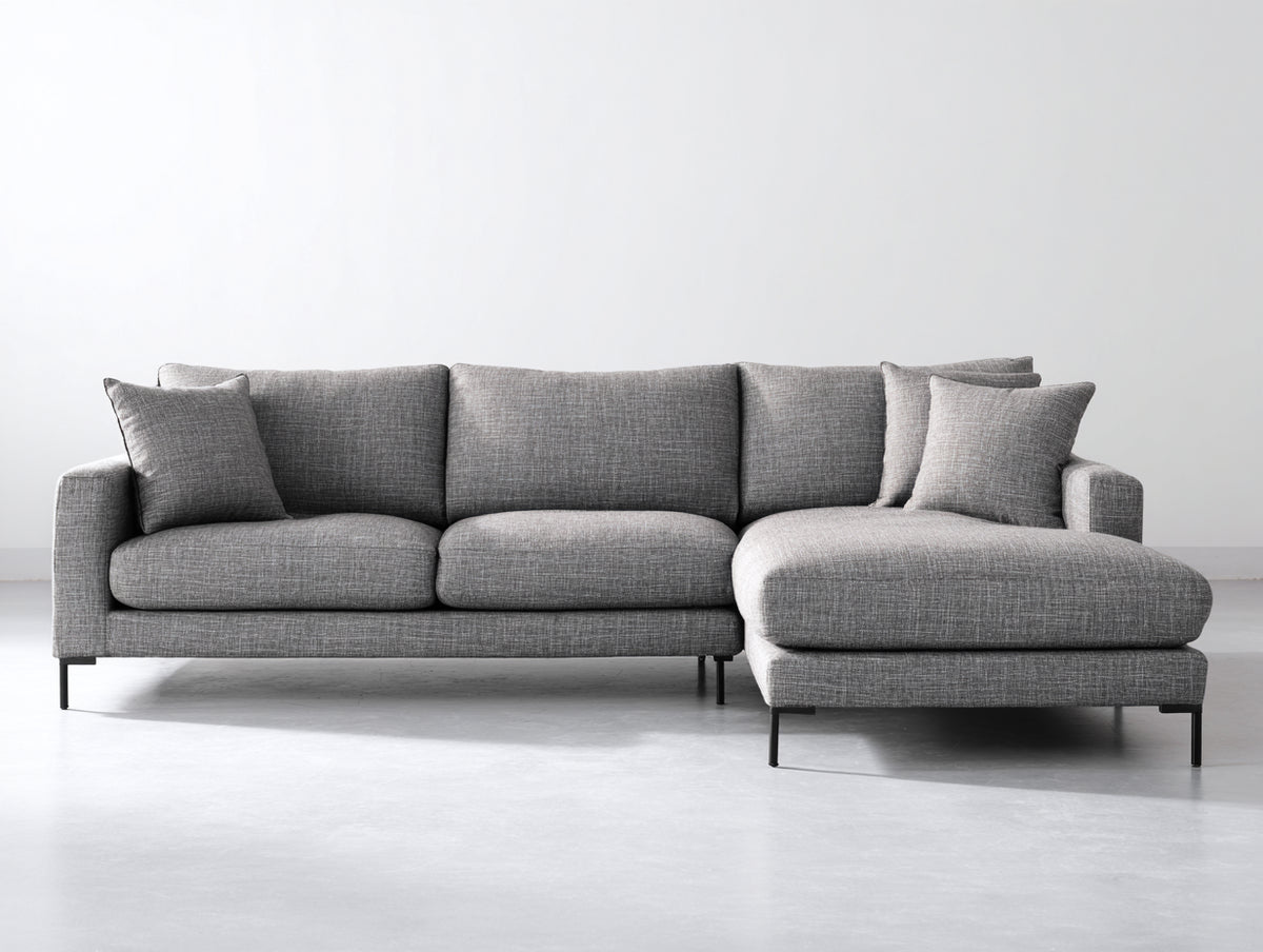 Canapé d'angle - Tissu - 292x168x84 cm - Gris moyen - Contemporain aérien