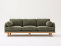 Canapé 3 places - Tissu-Bois - 220 x 94 x 82 cm - Vert olive-Bois naturel - Style scandinave contemporain