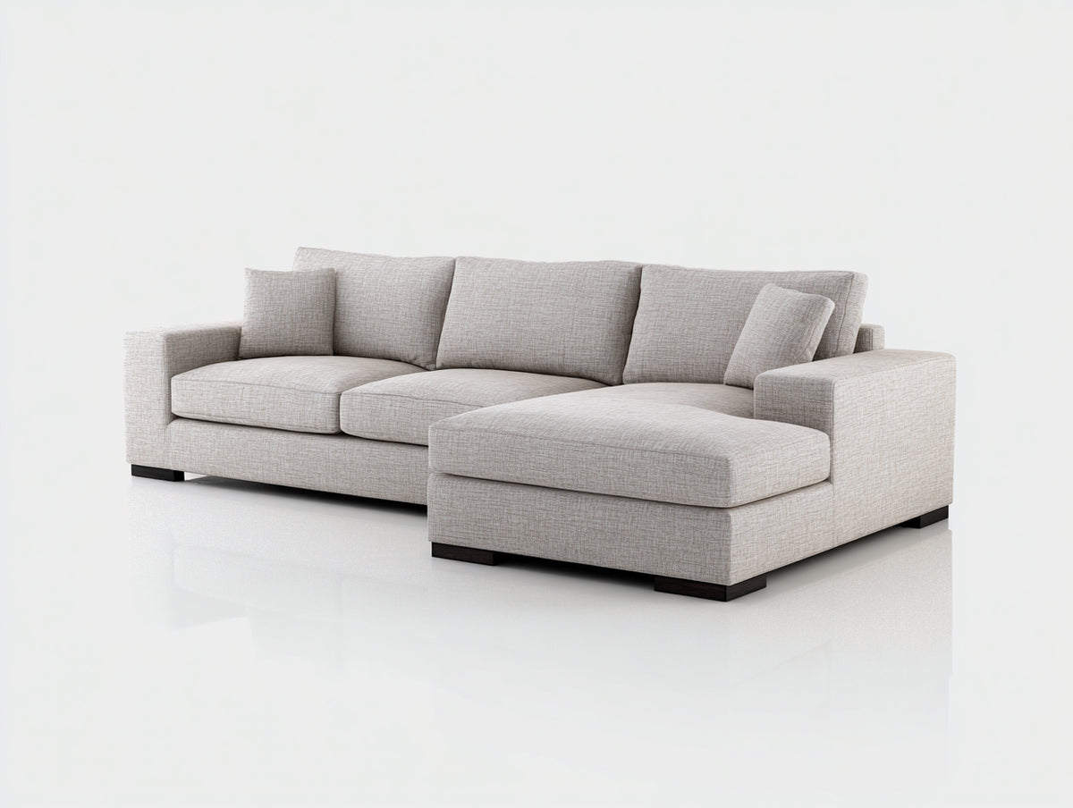 Canapé d'angle - Tissu - 293x170x85 cm - Ivoire grisé - Contemporain épuré