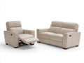 Ensemble de canapés - Cuir - 181x95x100 cm - Beige crème - Style contemporain avec fonction inclinable électrique