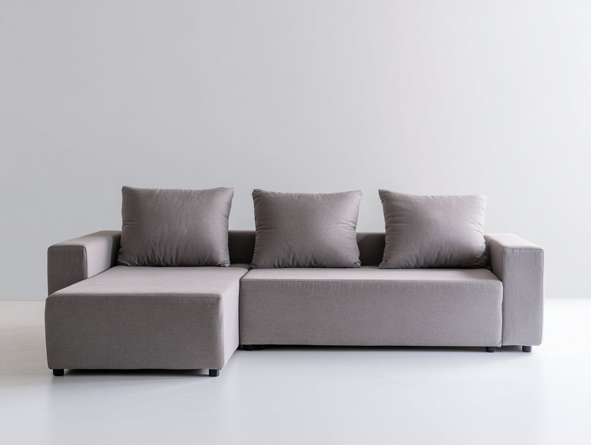 Canapé d'angle - Tissu - 274x158x79 cm - Gris taupe - Minimaliste