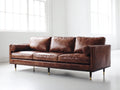 Canapé 3 places - Cuir - 228 x 96 x 86 cm - Marron cognac - Style vintage contemporain