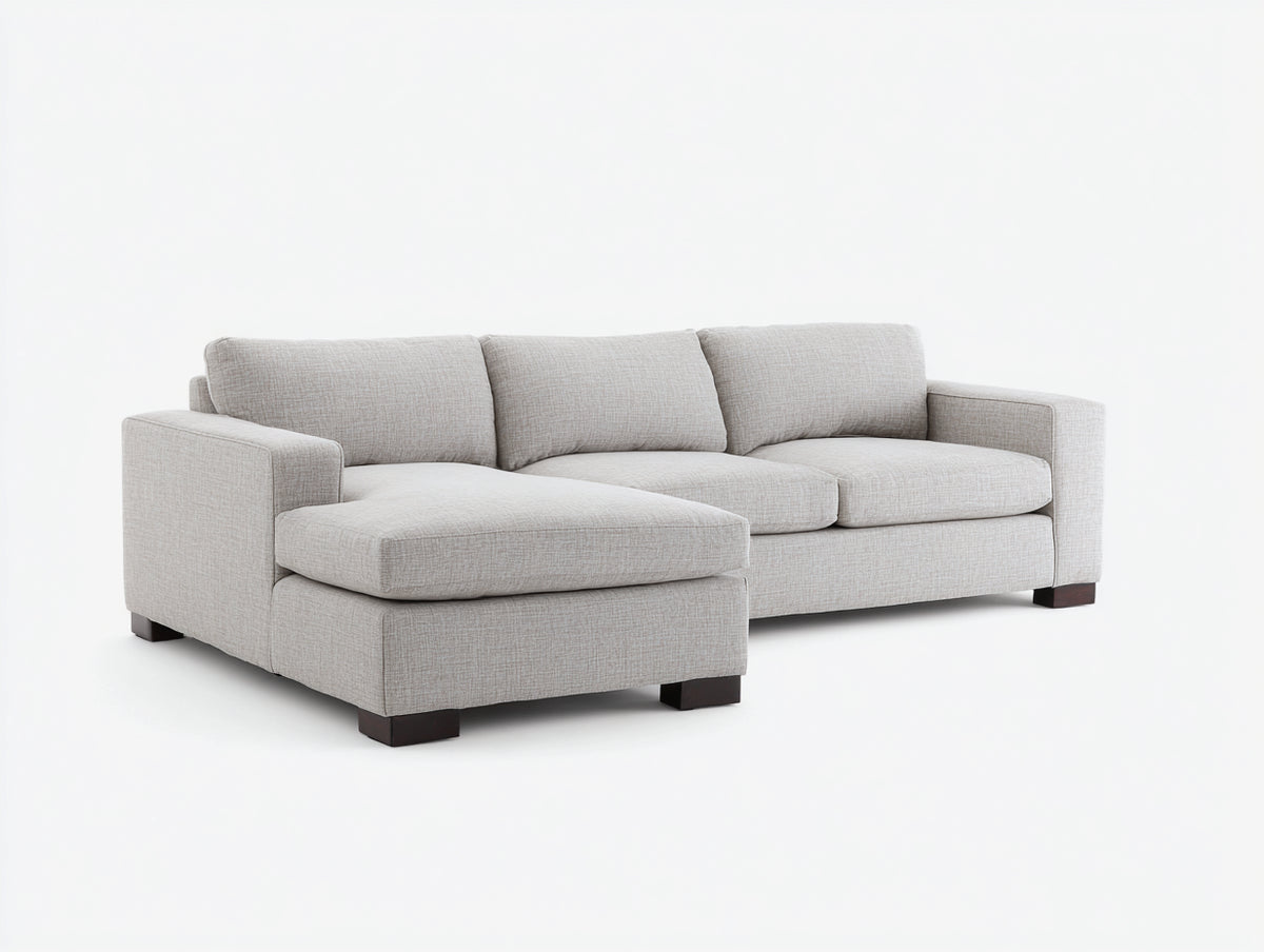 Canapé d'angle - Tissu - 276x160x82 cm - Beige lin - Minimaliste