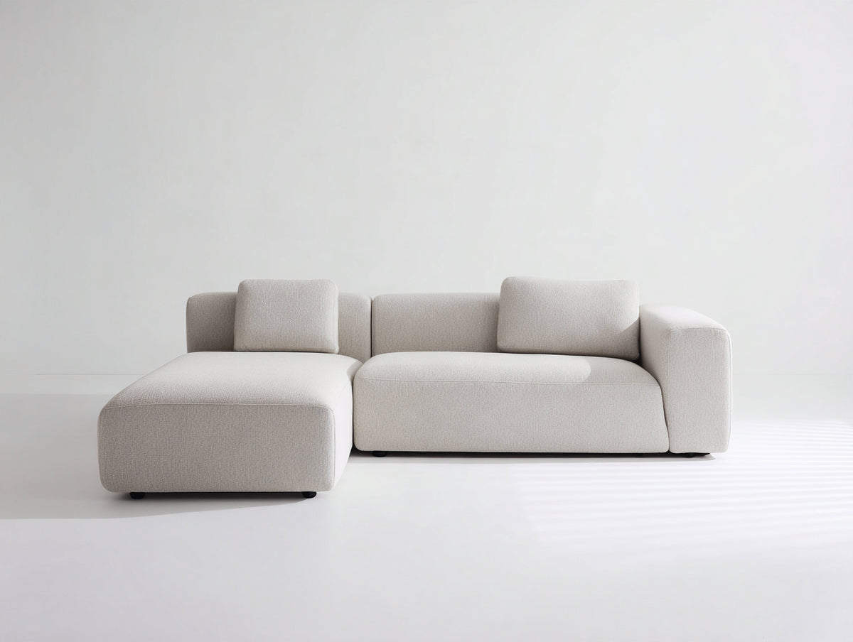 Canapé d'angle - Tissu - 268x160x78 cm - Ivoire - Minimaliste contemporain