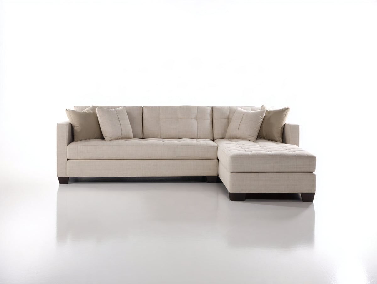Canapé d'angle - Tissu - 286x166x82 cm - Crème - Contemporain matelassé