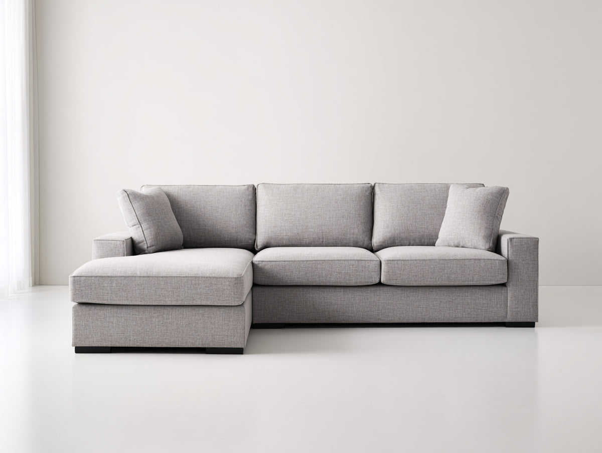 Canapé d'angle - Tissu - 284x164x84 cm - Gris clair - Moderne