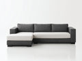 Canapé d'angle - Tissu - 282x160x82 cm - Gris anthracite-Écru - Moderne graphique
