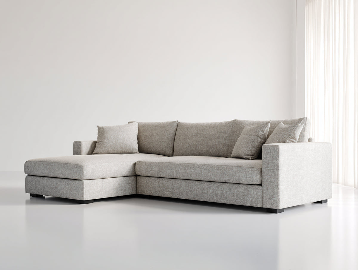 Canapé d'angle - Tissu - 291x168x85 cm - Grège clair - Contemporain