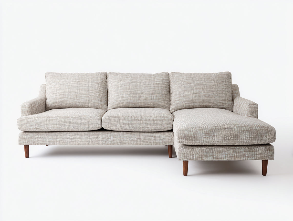 Canapé d'angle - Tissu - 288x164x86 cm - Beige grège - Scandinave contemporain