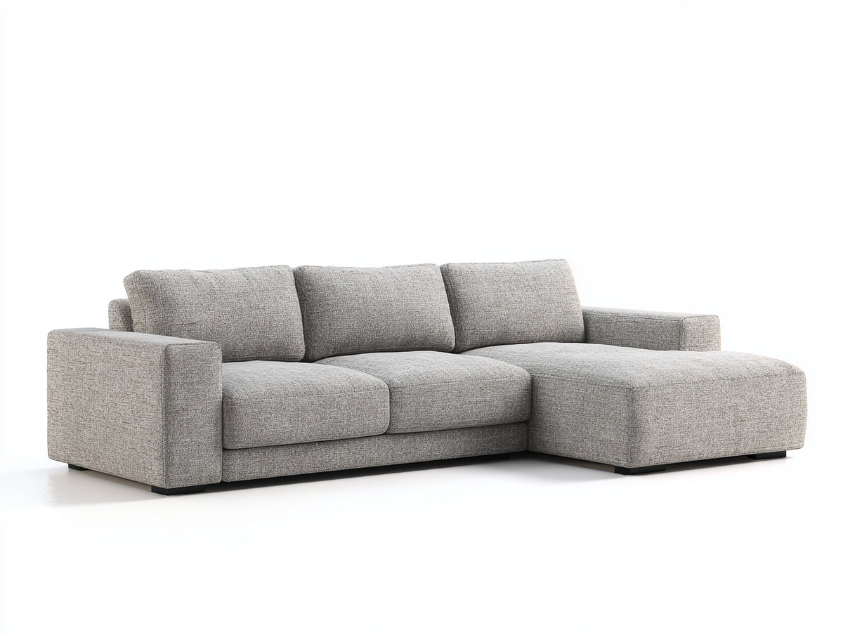 Canapé d'angle - Tissu - 286x166x84 cm - Gris greige - Contemporain