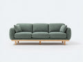 Canapé 3 places - Tissu-Bois - 224 x 96 x 83 cm - Vert sauge-Bois naturel - Style moderne organique