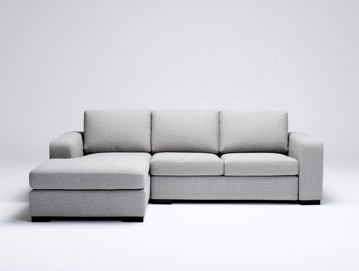 Canapé d'angle - Tissu - 294x169x85 cm - Gris clair - Moderne épuré