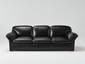 Canapé 3 places - Cuir - 218 x 94 x 90 cm - Noir - Style classique